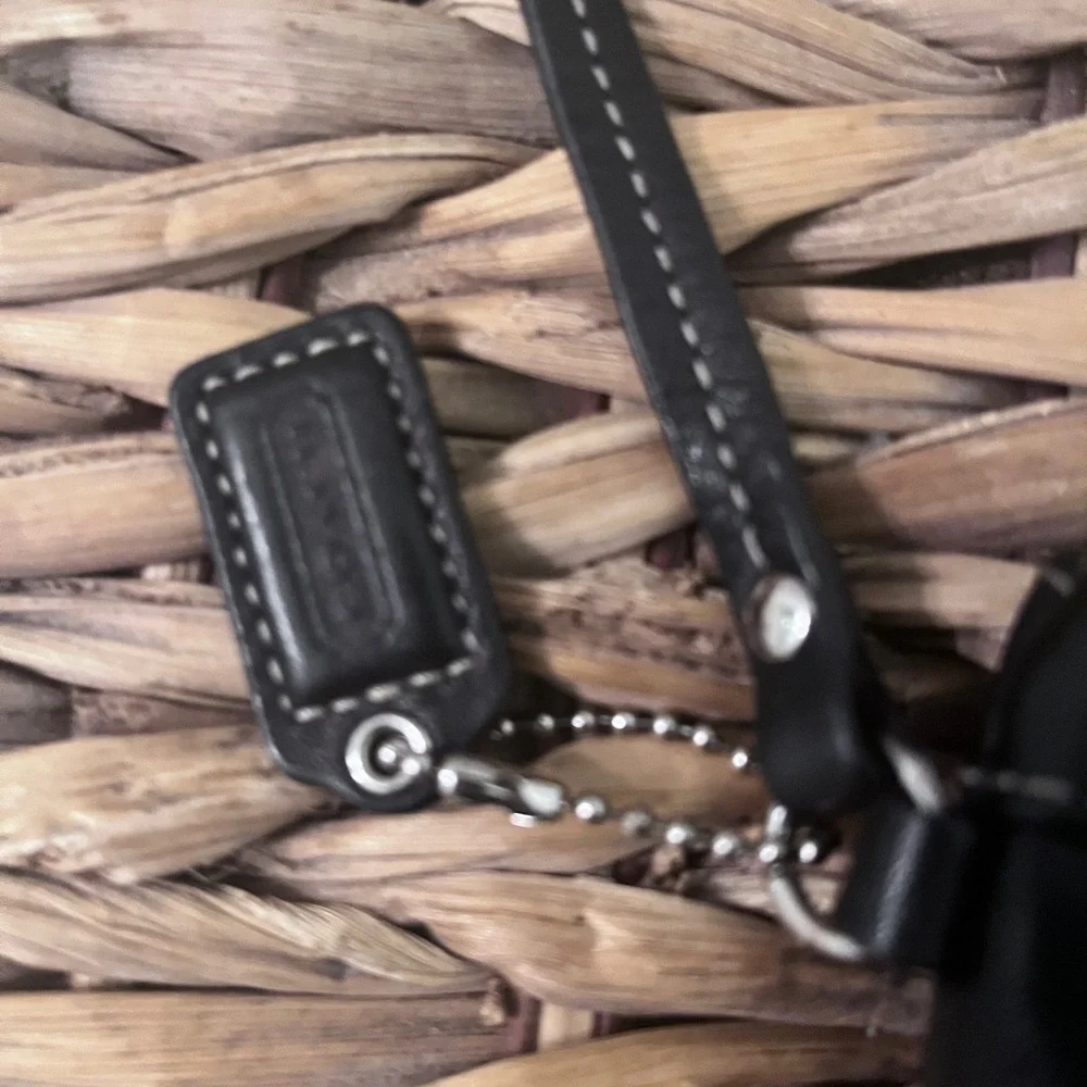 Authentic Coach Black Leather Wristlet with Silver Hardware
